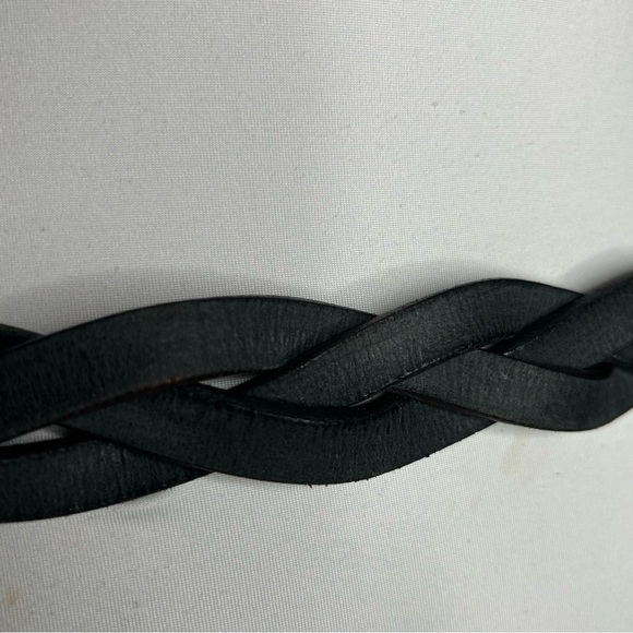 Free People Duran Leather Belt Black Square Double Buckle Buckle Rustic Western - Picture 6 of 8